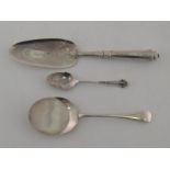 Silver. An Asprey cake server, London, 1913, and a preserve spoon, Sheffield, 1913, wt. 127gm.