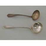 Two silver soup ladles, one Rattail pattern, Walker and Hall, Sheffield 1900, one Chester pattern,