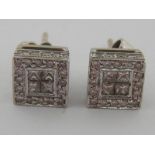 A pair of Art Deco 18 carat white gold and diamond ear studs,