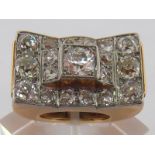 An impressive Art Deco 18 carat gold, platinum and diamond dress ring,