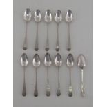 A set of eleven bright cut George III silver Old English pattern teaspoons, George Gray, London,