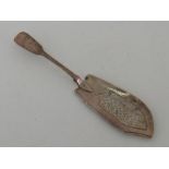 A Victorian silver fish slice with pierced blade and fiddle pattern handle,