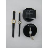 Three quartz wristwatches, including a Citizen lady's stainless steel wristwatch,