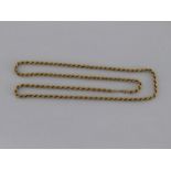 A 9 carat gold rope link chain, 26.