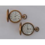 Two early 20th century rolled gold full hunter pocket watches,