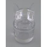 A Sevres glass pot with the lid formed as a bulldog head. Base etched “Sevres France”. ht. 14cm.