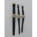 Three 1920s silver wrist watches, each with Swiss 15 jewel manual wind movements,