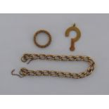 A mixed lot of 9 carat gold jewellery, including a curb link chain,