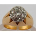 A yellow metal (tests 18 carat gold) round brilliant cut diamond ring,