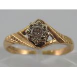 A 9 carat gold diamond solitaire ring, ring size P, 2.2 gms.