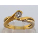 A French 18 carat gold and single stone diamond ring, the old cut brilliant approx. 0.10 carat,