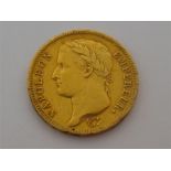 A French Napoleonic Era First Empire 40 franc gold coin, 1812, 12.9gms Condition report good overall