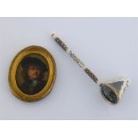 An oil on card miniature after the self portrait of Rembrandt in the Pitti palace, Florence, in gilt