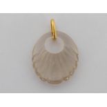 A rock crystal pendant, of fluted oval design, the loop bale stamped ‘585’, 2.8cm long