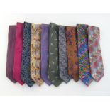 A group of ten gentlemen’s silk ties, various manufacturers, includes Ungaro, Lanvin, VaVa, Augustus