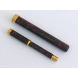 Waterman, Lady Agathe, an olive green and burgundy marbled fountain pen, with medium 18 carat gold