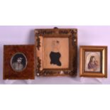 A 19TH CENTURY INDIAN PORTRAIT IVORY MINIATURE together with two other miniatures. (3)