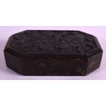 A 19TH CENTURY CHINESE CARVED SOAPSTONE SCROLL WEIGHT decorated with flowers. 4Ins wide.