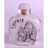 A CHINESE INSIDE PAINTED GLASS SNUFF BOTTLE C1984 painted with landscapes, the reverse with