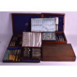 A GROUP OF SIX VICTORIAN CUTLERY BOXES for spares, including some silver handled examples. (qty)