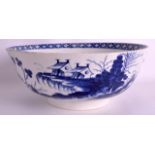 AN 18TH CENTURY WORCESTER PUNCH BOWL painted with a Chinese landscape. 9.25ins diameter.