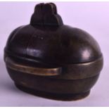 A CHINESE INLAID BRONZE FOLDING PRICKET CANDLE BOX decorated with clouds. 2.75ins wide.