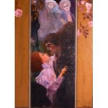 After Gustav Klimt (20th Century) Oil on canvas, 'Romantic Scene'. Oil 15ins x 12ins.