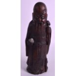 A GOOD CHINESE QING DYNASTY CARVED BAMBOO FIGURE OF SHOULAO 18th/19th Century, depicted holding a