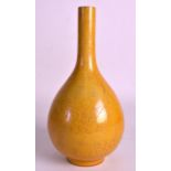 A CHINESE YELLOW GLAZED BOTTLE NECK VASE Late Qing/Republic, bearing Kangxi marks to base, incised