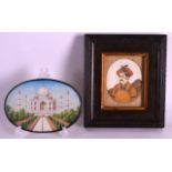 A MID 19TH CENTURY MUGHAL IVORY MINIATURE together with another miniature. (2)