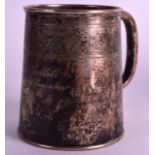 A 19TH CENTURY NORWEGIAN SILVER CHRISTENING MUG by Jacob Tostrup, with incised banding. 124 grams.