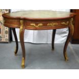 A FINE 19TH CENTURY GILLOWS ROSEWOOD AND ORMOLU MOUNTED WRITING TABLE with shaped top, gilt tooled