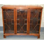 A MID 19TH CENTURY MAHOGANY BOOKCASE with triple glazed doors.