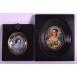A 19TH CENTURY PORTRAIT IVORY MINIATURE together with another similar. (2)
