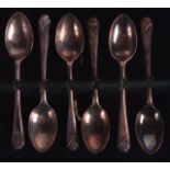 A CASED SET OF SILVER 'GOLF' TEA SPOONS. Sheffield 1932.