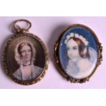 AN EARLY 19TH CENTURY EUROPEAN IVORY MINIATURE together with another similar. (2)