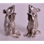 A PAIR OF NOVELTY CONDIMENTS in the form of mice. 2.25ins high.