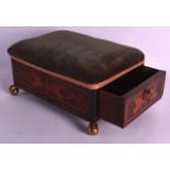 AN UNUSUAL MID 19TH CENTURY DUTCH FOOT WARMER inlaid with neo classical designs. 12Ins x 9ins.