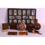 A LATE VICTORIAN CRIBBAGE BOARD together with two whist markers, an amber capped pipe, ivory