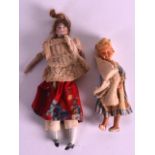 TWO ANTIQUES PORCELAIN HEADED DOLLS. (2)