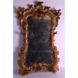 A GOOD GEORGE III GILTWOOD MIRROR the border finely carved with birds within shell cartouches, the