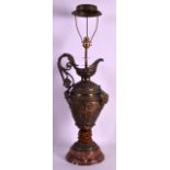 A MID 19TH CENTURY ITALIAN GRAND TOUR BRONZED EWER decorated with classical scenes. 1Ft 9ins high