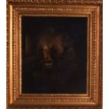 German School (C1800) Oil on board, 'Peelings Onions', gilt framed. Panel 12ins x 1ft 3ins.