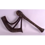 AN EARLY 20TH CENTURY AFRICAN NSAPO CEREMONIAL AXE the handle wrapped in snake skin, the axe of