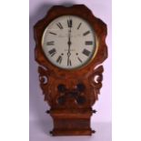 A LARGE VICTORIAN WALNUT HANGING WALL CLOCK the dial signed Aaron Davis & Co of London. 2Ft 8ins