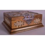 A SUPERB MID 19TH CENTURY GOTHIC BRONZE AND SILVERED CASKET inset with panels of mammoth ivory to