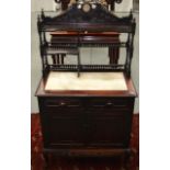 A 19TH CENTURY CHINESE CARVED HARDWOOD AND MARBLE 'EUROPEAN' CABINET with acanthus carved type