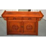 A LARGE PAIR OF CHINESE CARVED HARDWOOD ALTAR CABINETS Republic, with scrolling tops and twin