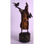A FINE 19TH CENTURY COLD PAINTED BRONZE FIGURE BY FRANZ XAVIER BERGMANN C1880, modelled as a