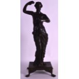 A 19TH CENTURY ITALIAN GRAND TOUR FIGURE OF APHRODITE modelled with one arm raised, upon a square